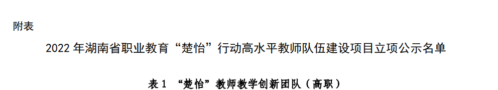 喜报|我校入选湖南省职业教育“楚怡”教师教学创新团队